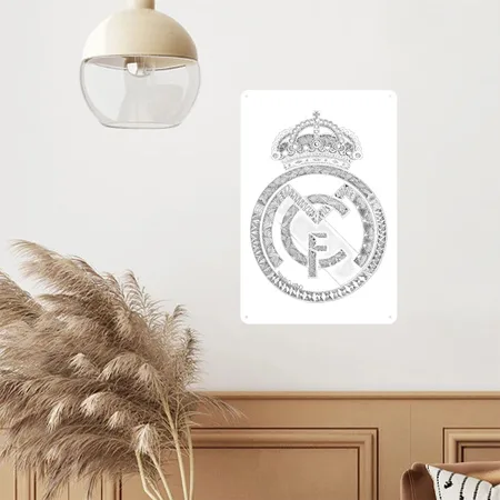 Real Madrid White White/cobalt Blue Metal Poster Wall Art Decor Sign