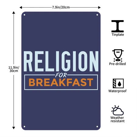 Religion For Breakfast Heather Indigo Metal Poster Wall Art Decor Sign