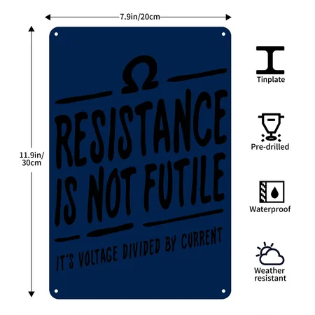 Resistance Is Not Futile Navy Metal Poster Wall Art Decor Sign