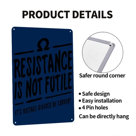 Resistance Is Not Futile Navy Metal Poster Wall Art Decor Sign