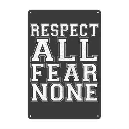 Respect All Fear None Heather Black Metal Poster Wall Art Decor Sign
