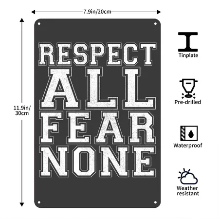 Respect All Fear None Heather Black Metal Poster Wall Art Decor Sign
