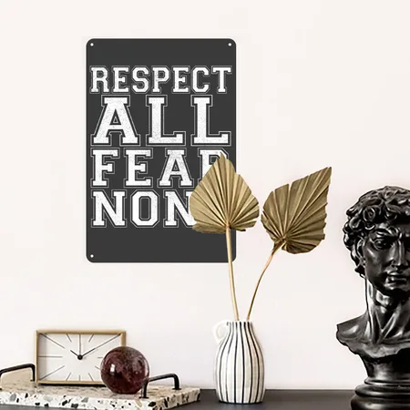 Respect All Fear None Heather Black Metal Poster Wall Art Decor Sign