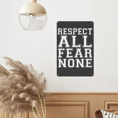 Respect All Fear None Heather Black Metal Poster Wall Art Decor Sign