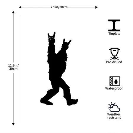 Rock And Roll Bigfoot Sticker White Matte Metal Poster Wall Art Decor Sign