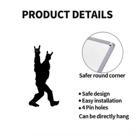 Rock And Roll Bigfoot Sticker White Matte Metal Poster Wall Art Decor Sign