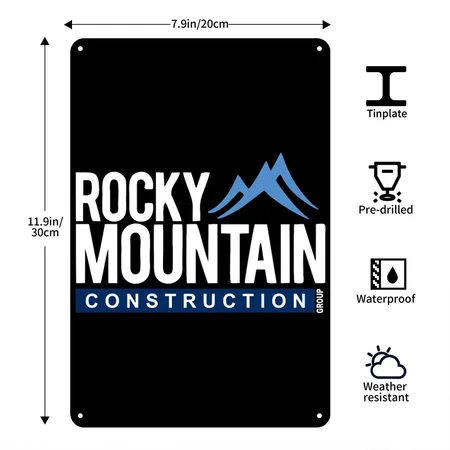 Rocky Mountain Construction Black Metal Poster Wall Art Decor Sign