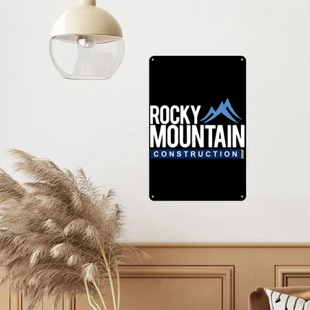 Rocky Mountain Construction Black Metal Poster Wall Art Decor Sign