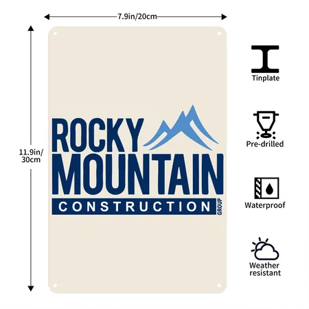 Rocky Mountain Construction Natural Metal Poster Wall Art Decor Sign