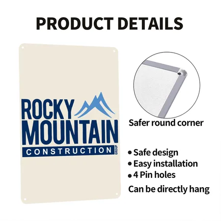 Rocky Mountain Construction Natural Metal Poster Wall Art Decor Sign