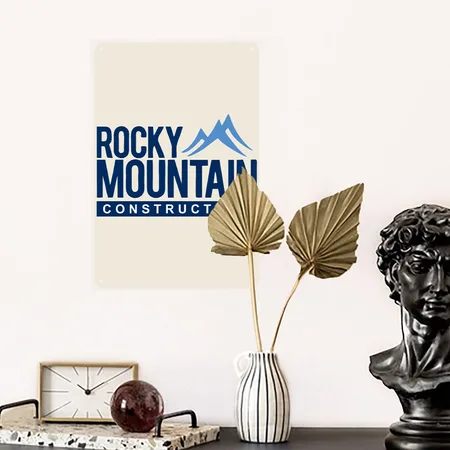 Rocky Mountain Construction Natural Metal Poster Wall Art Decor Sign