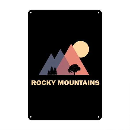 Rocky Mountains Black Metal Poster Wall Art Decor Sign
