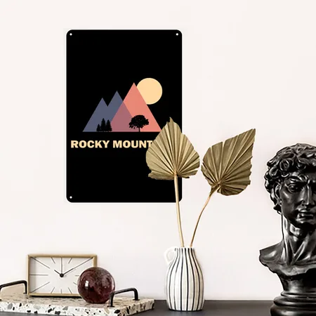 Rocky Mountains Black Metal Poster Wall Art Decor Sign