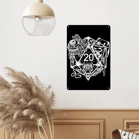 Role Playing Gift Tabletop Fantasy Black/white Metal Poster Wall Art Decor Sign