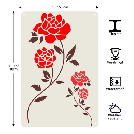 Rose Flower In The Fall Heather Oatmeal Metal Poster Wall Art Decor Sign