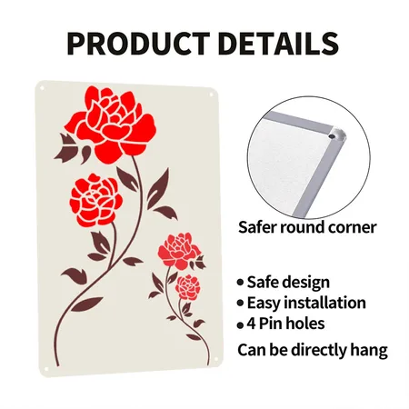 Rose Flower In The Fall Heather Oatmeal Metal Poster Wall Art Decor Sign