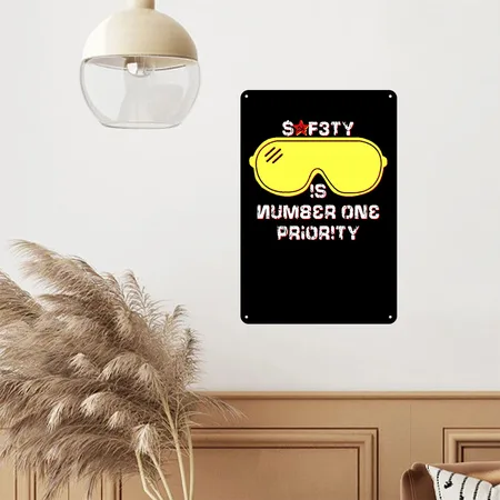 Safety Is Number One Priority - Crazy Russian Hacker Safetyglasses Black Metal Poster Wall Art Decor Sign