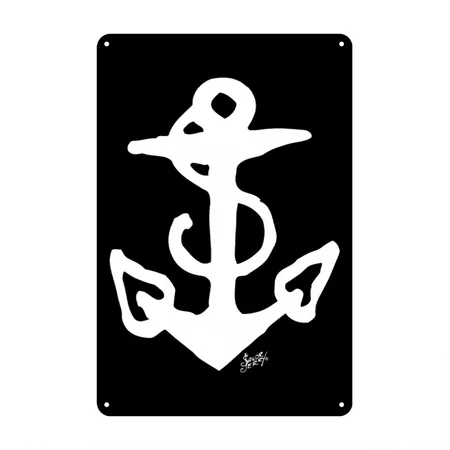 SAILOR JERRY Tattoo Anchor Black Metal Poster Wall Art Decor Sign