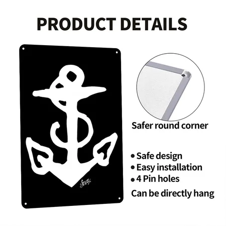 SAILOR JERRY Tattoo Anchor Black Metal Poster Wall Art Decor Sign