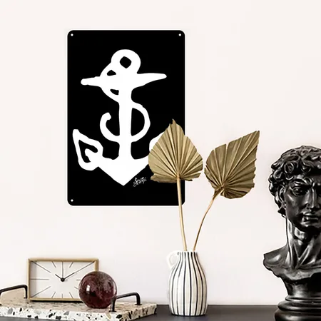 SAILOR JERRY Tattoo Anchor Black Metal Poster Wall Art Decor Sign