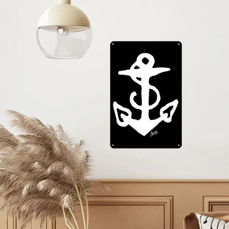 SAILOR JERRY Tattoo Anchor Black Metal Poster Wall Art Decor Sign