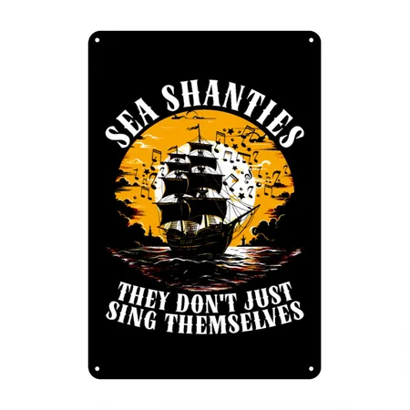 Sailors Sea Shanty Black Metal Poster Wall Art Decor Sign