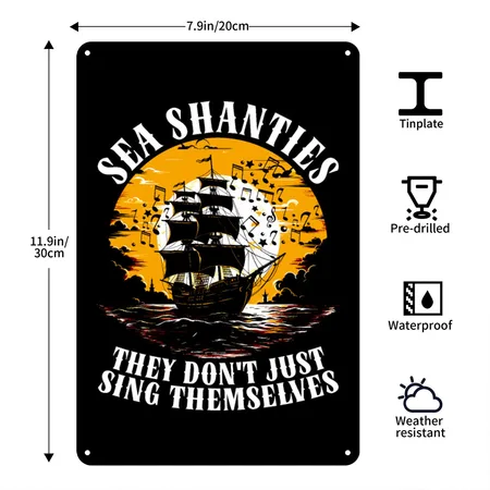 Sailors Sea Shanty Black Metal Poster Wall Art Decor Sign