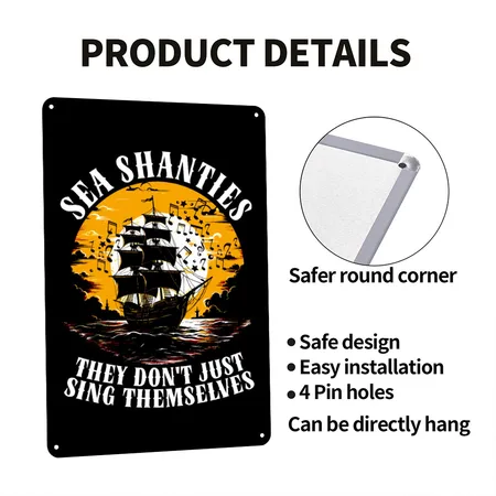 Sailors Sea Shanty Black Metal Poster Wall Art Decor Sign