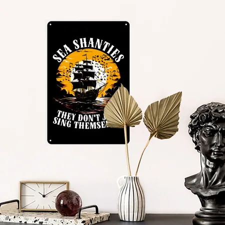 Sailors Sea Shanty Black Metal Poster Wall Art Decor Sign
