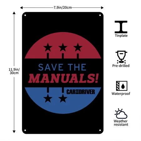 Save The Manuals Car Throttle Black Metal Poster Wall Art Decor Sign