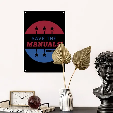 Save The Manuals Car Throttle Black Metal Poster Wall Art Decor Sign
