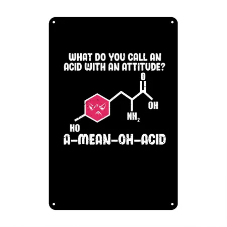 Science Amino Acid Black Metal Poster Wall Art Decor Sign