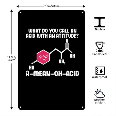 Science Amino Acid Black Metal Poster Wall Art Decor Sign
