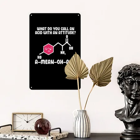 Science Amino Acid Black Metal Poster Wall Art Decor Sign