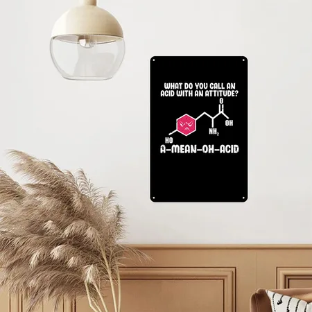 Science Amino Acid Black Metal Poster Wall Art Decor Sign