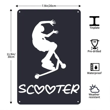 Scooter Navy Metal Poster Wall Art Decor Sign