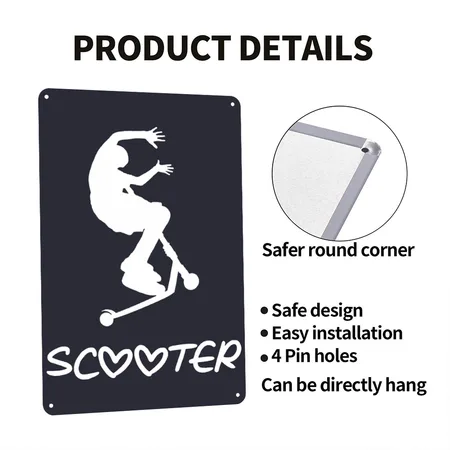 Scooter Navy Metal Poster Wall Art Decor Sign