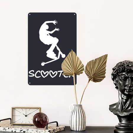 Scooter Navy Metal Poster Wall Art Decor Sign