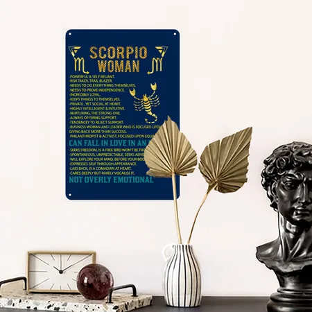 Scorpio Woman Navy Metal Poster Wall Art Decor Sign