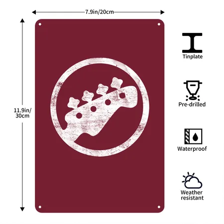 Scott Pilgrim Bass Rockband Burgundy Metal Poster Wall Art Decor Sign