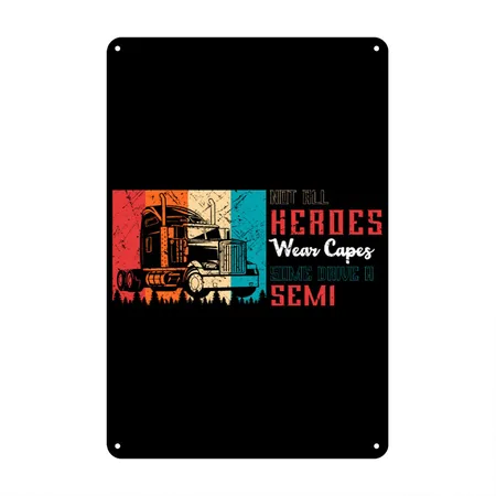 Semi Truck Shirt, Trucking Shirt, Womens Trucker Black Metal Poster Wall Art Decor Sign