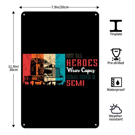 Semi Truck Shirt, Trucking Shirt, Womens Trucker Black Metal Poster Wall Art Decor Sign
