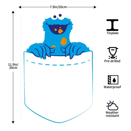 Sesame Street Cookie Monster Eats Cookie White/black Metal Poster Wall Art Decor Sign