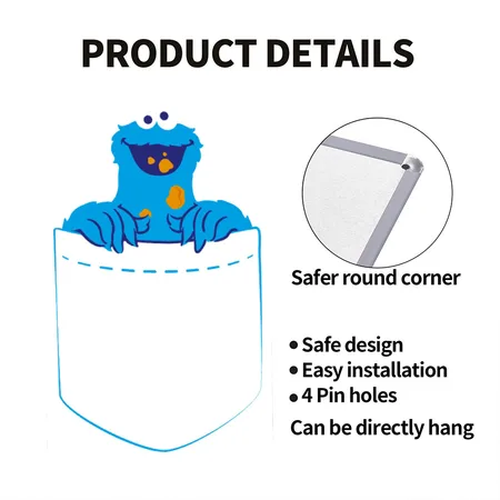 Sesame Street Cookie Monster Eats Cookie White/black Metal Poster Wall Art Decor Sign
