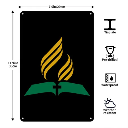 Seventh Day Adventist Black/white Metal Poster Wall Art Decor Sign