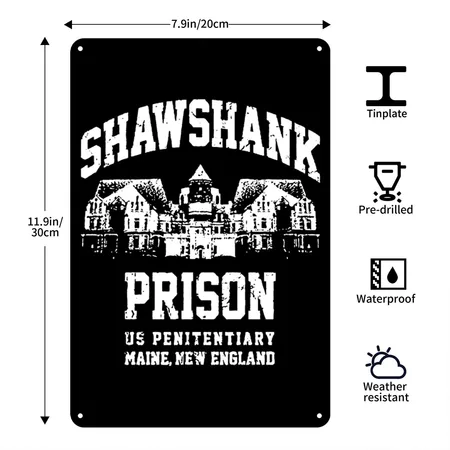 Shawshank Redemption Prision Jail Penitentiary Black Metal Poster Wall Art Decor Sign