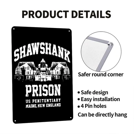 Shawshank Redemption Prision Jail Penitentiary Black Metal Poster Wall Art Decor Sign