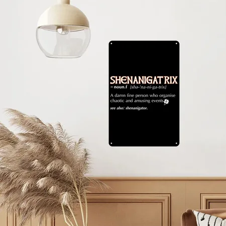 Shenanigatrix Meaning Dictionary Definition Irish Black Metal Poster Wall Art Decor Sign