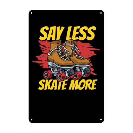 Skater Roller Skates Roller Skating Inline Skaters Black Metal Poster Wall Art Decor Sign