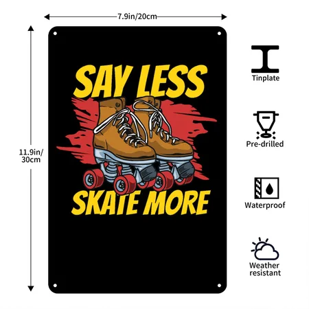 Skater Roller Skates Roller Skating Inline Skaters Black Metal Poster Wall Art Decor Sign